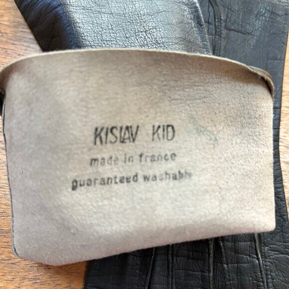Kislov ladies black leather gloves made in France size 6.5 washable kidskin - Picture 7 of 8